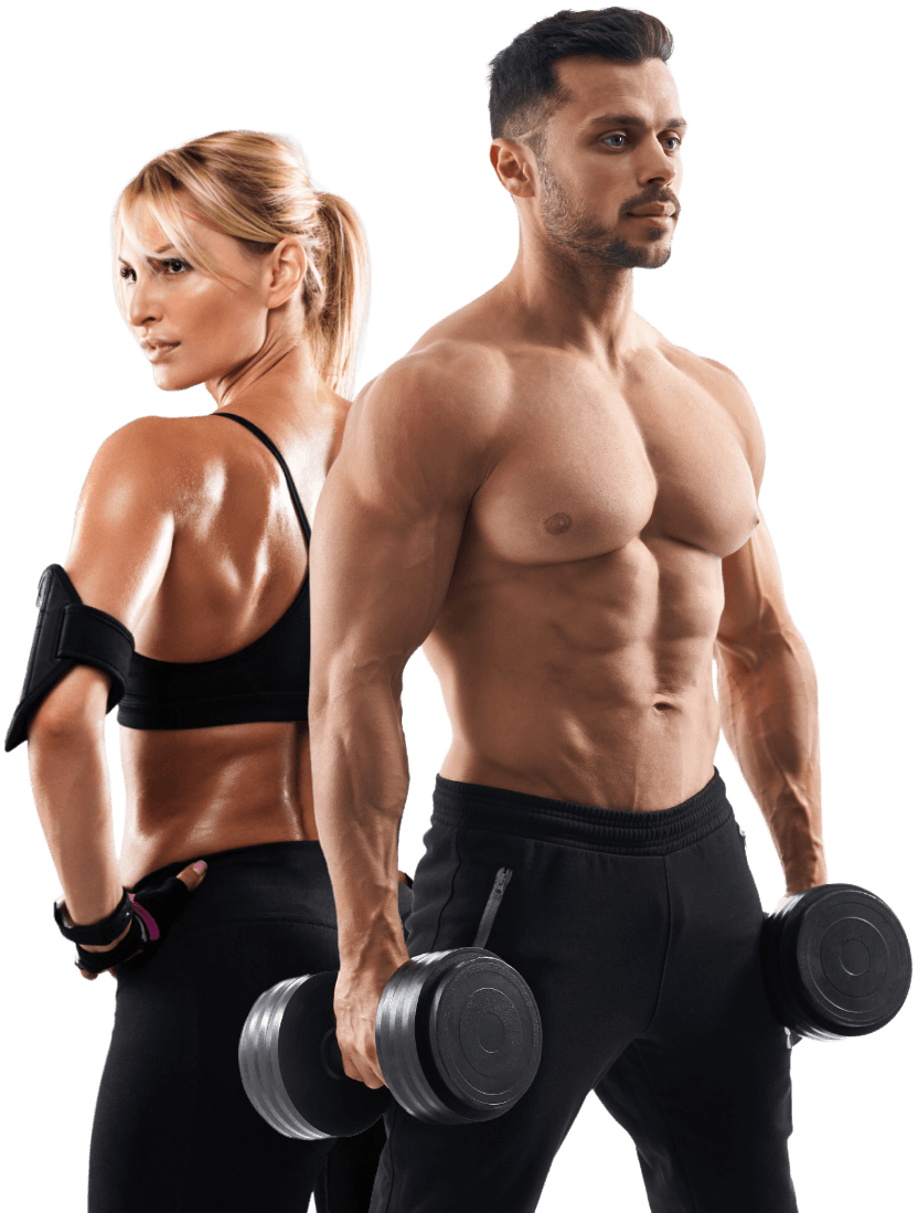 Gym members working out